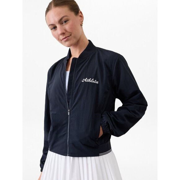 Athleta S Crosscourt Bomber Jacket Navy Blue Small - Picture 1 of 5